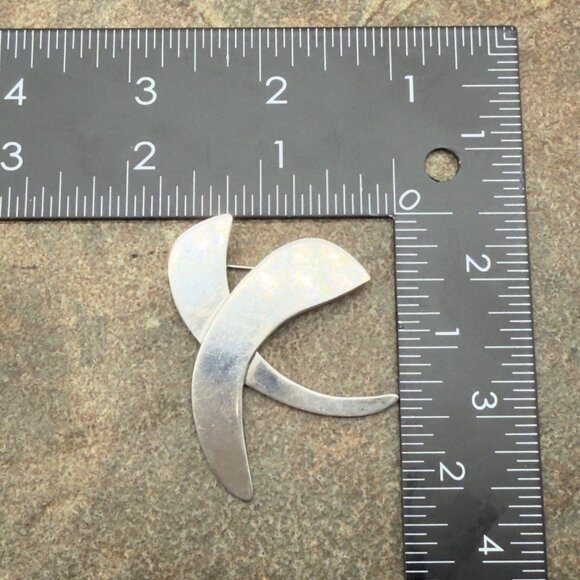 Vtg 925 Signed Sterling Silver Large Abstract Criscrossed Brooch Pin Modernist - Picture 3 of 11